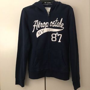 NWT Aeropostale Zip Up Jacket with Hood in Navy